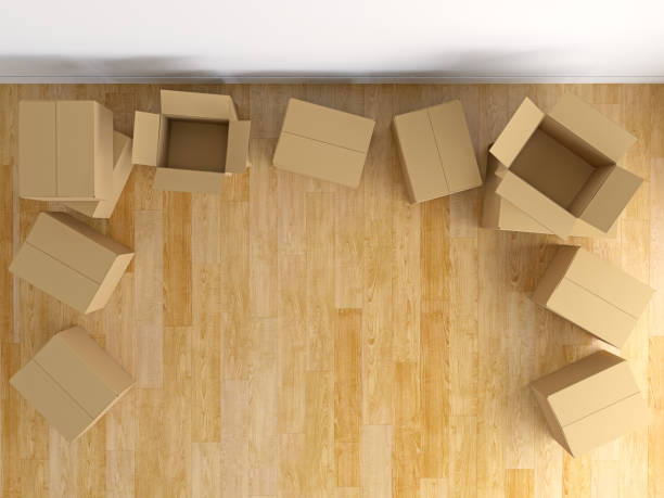 Overhead view Cardboard box